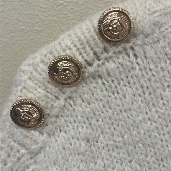 Zara Strip Sweater with rhinestone Buttons alpaca blend SzL - Picture 5 of 8